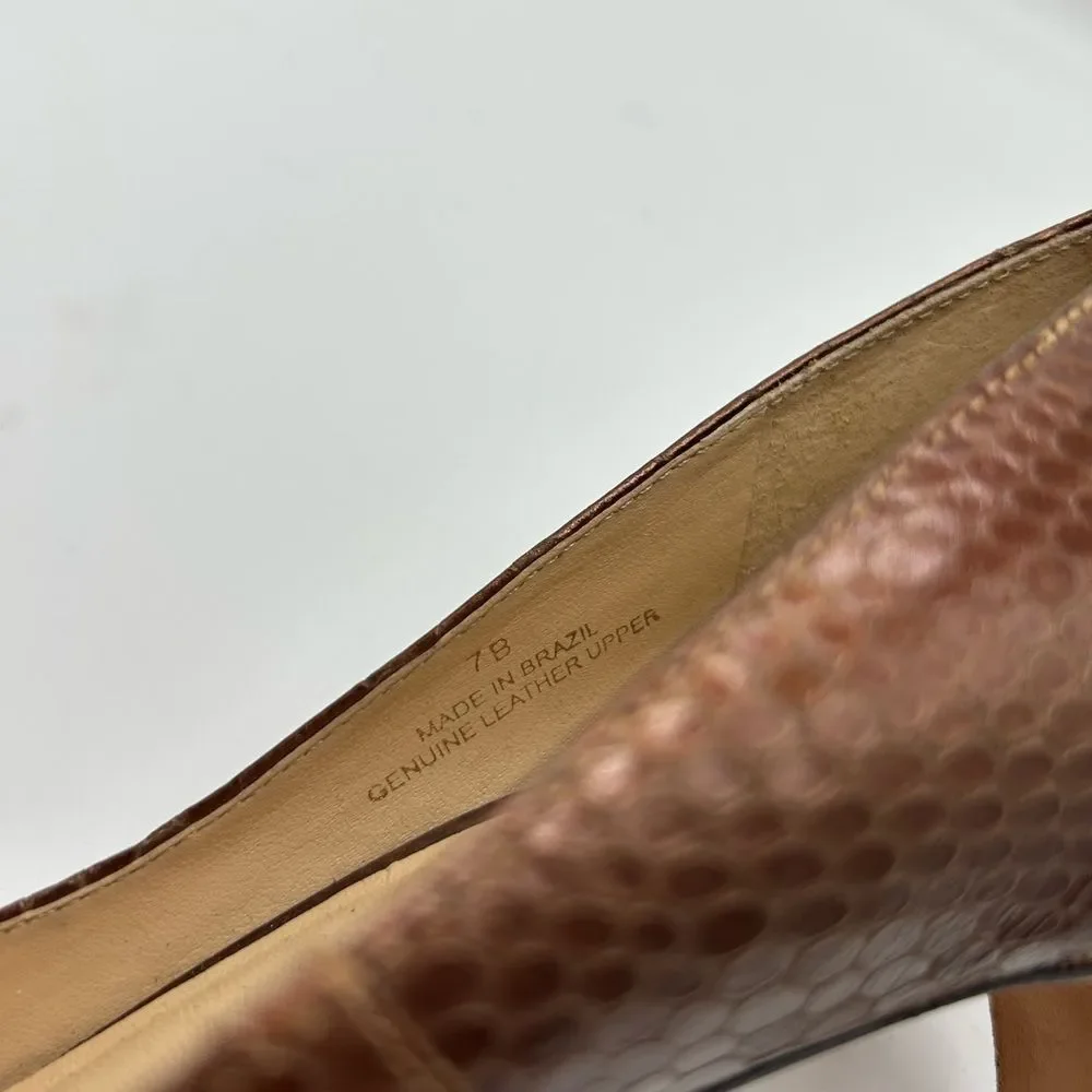 Talbots Leather Snakeskin Pumps in Bronze Size 7B
